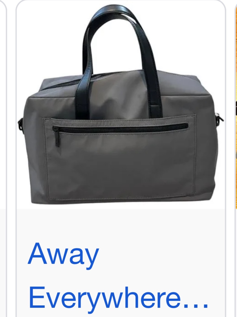 Away Compact Weekender Duffel - Gray with Black Handles